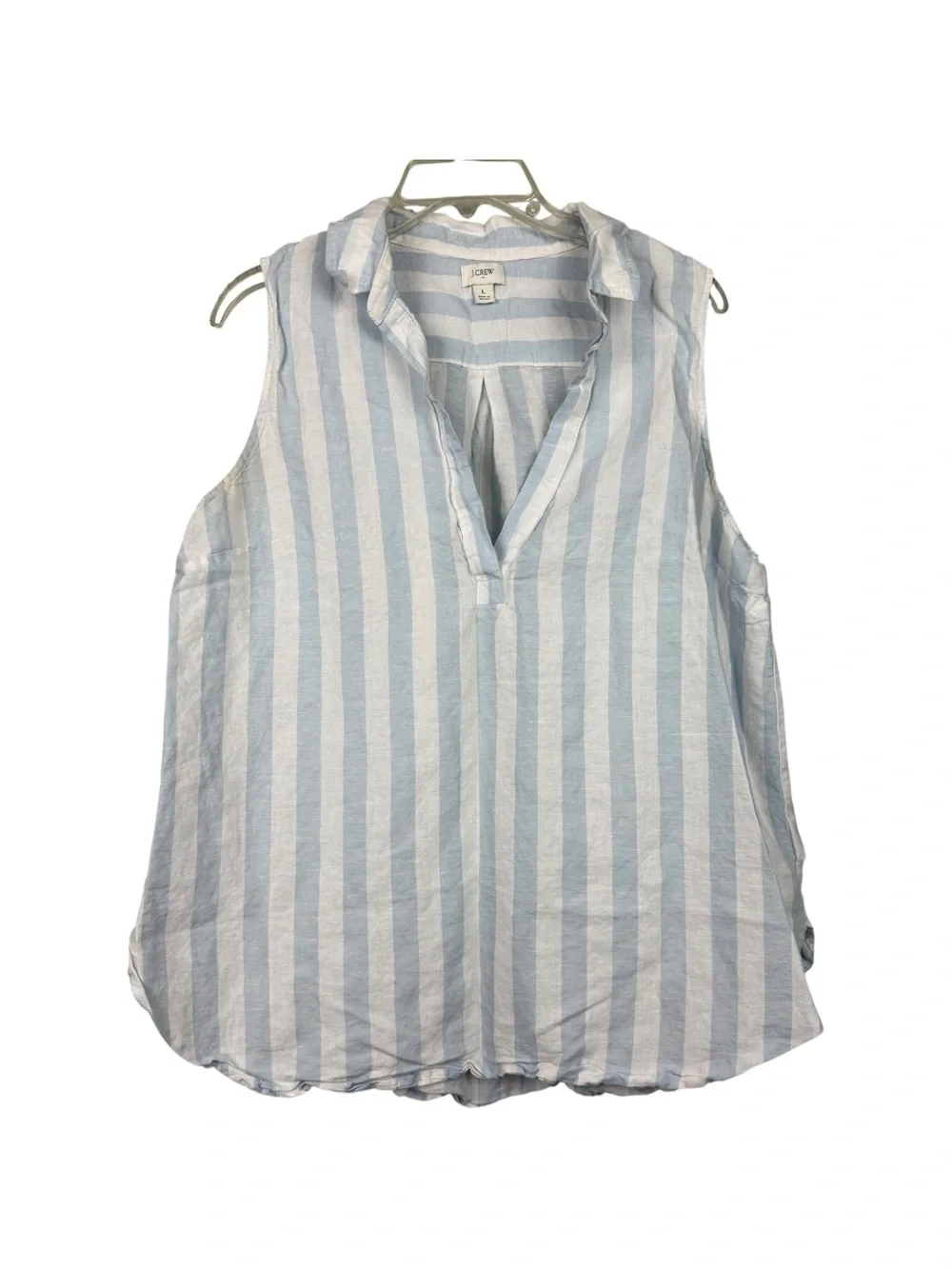 J Crew Linen Blend Striped Sleeveless Tunic Top - Picture 2 of 5